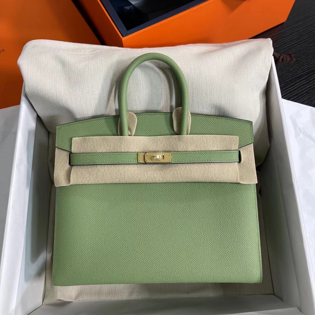 Hermes Birkin 25CM Epsom Leather Handbag Grass Green